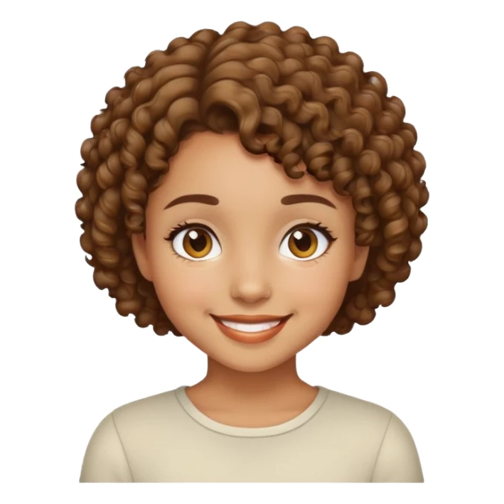 Girl showing happiness, medium skin tone, short curly hair sticker