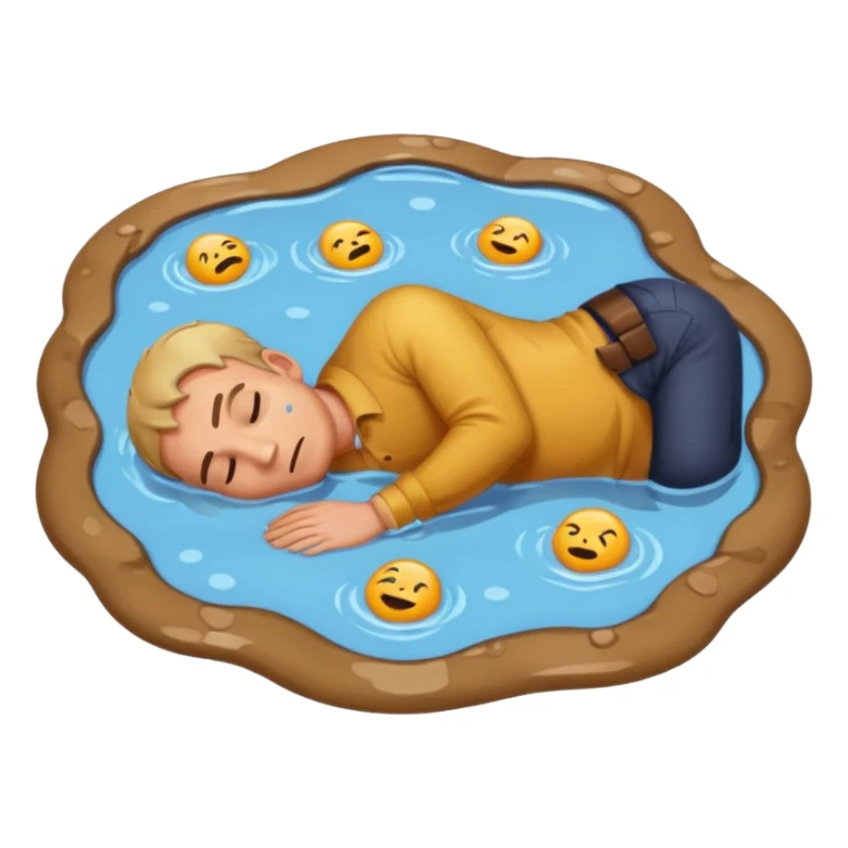 apple style emoji of a man sprawled face down in a puddle sticker