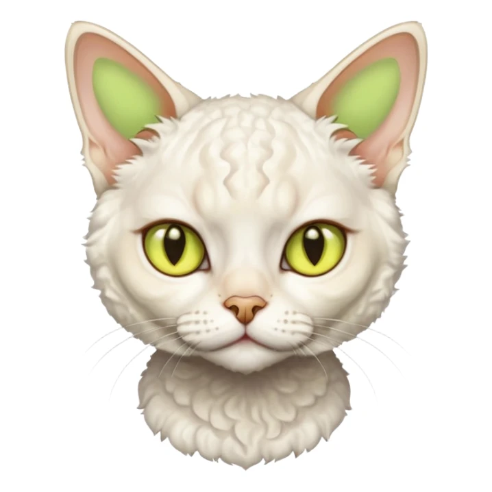 white devon rex cat with yellow-green eyes sticker