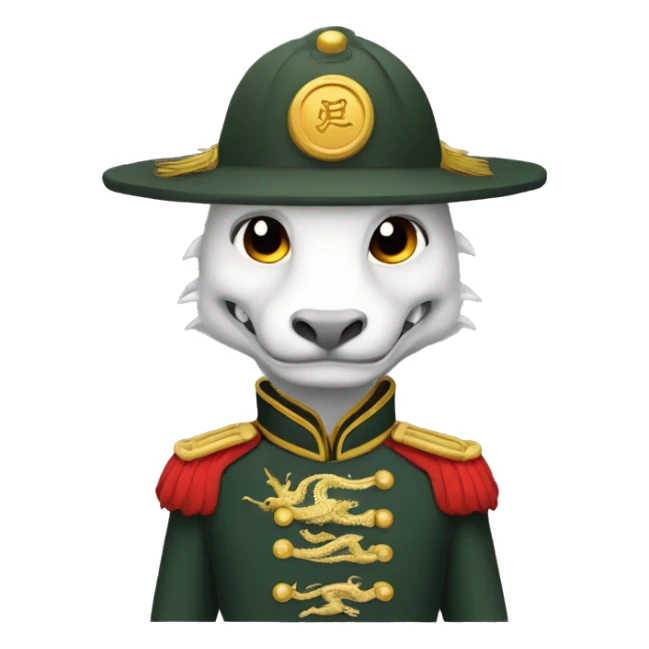 chinese dragon wearing soldier uniform and tophat sticker