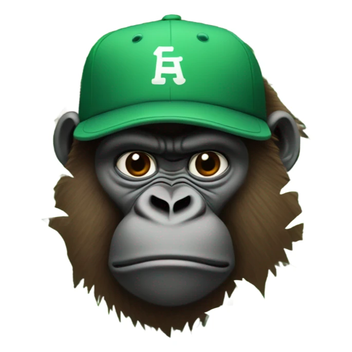Gorilla in a green baseball hat stuck in brown bushes  sticker