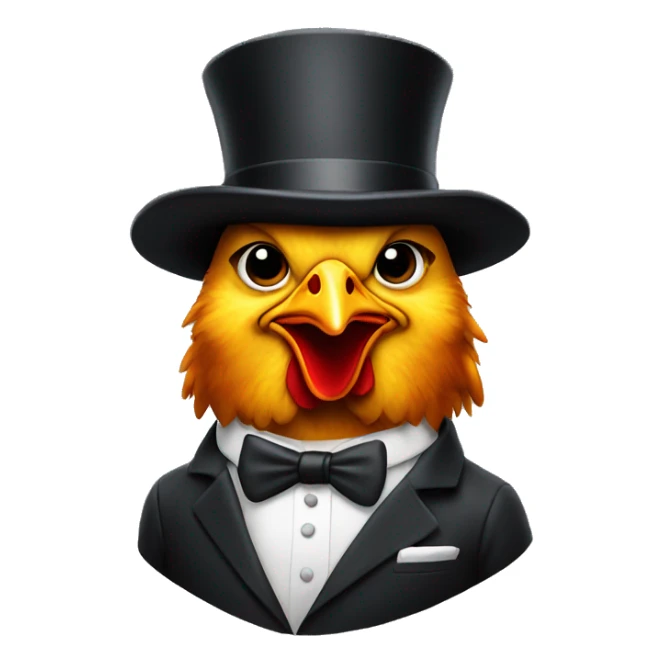 Chicken in a suit with a gun and a top hat sticker