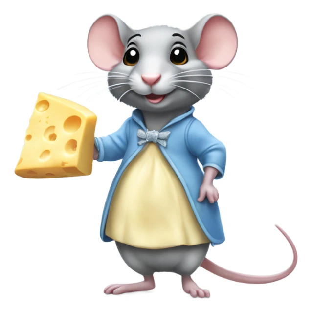 Cinderella's rat standing wear clothes and grab a cheese  sticker