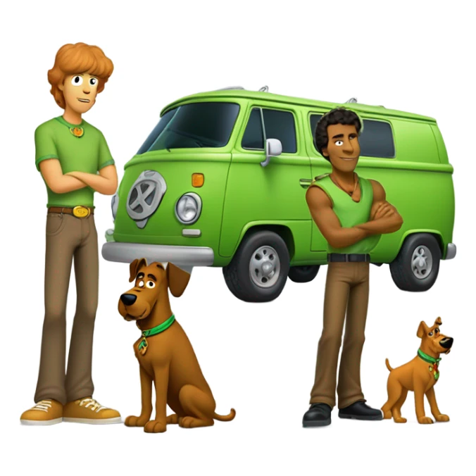 Shaggy and Scooby-Doo from “Be Cool, Scooby-Doo” and the Mystery Machine sticker