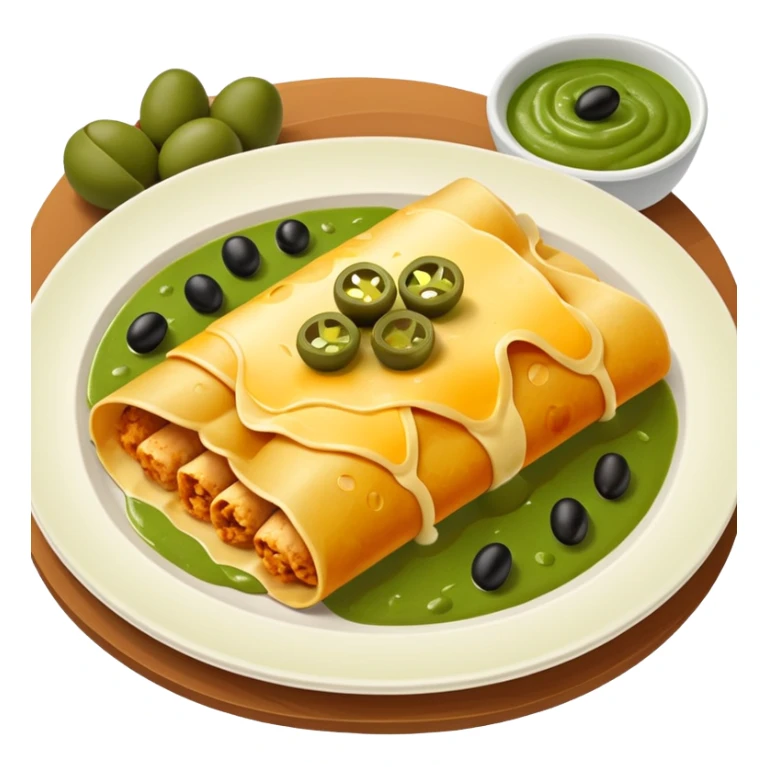 chicken enchiladas with cheese, olives and green sauce  sticker