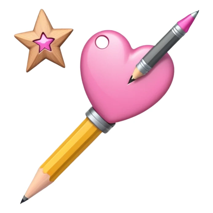 pink heart shooting star effect on end of a sticker