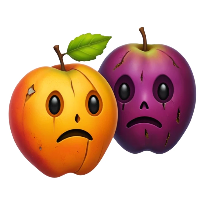 simple rotten fruits, no faces, no people  sticker