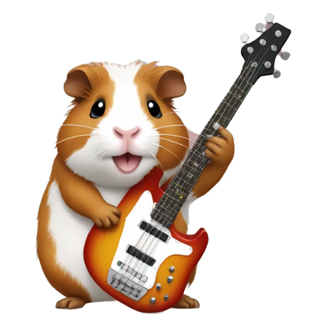guinea pig palying bass guitar sticker
