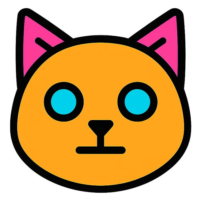 cat head only, neutral face, inspired by Solana logo, crypto project style sticker