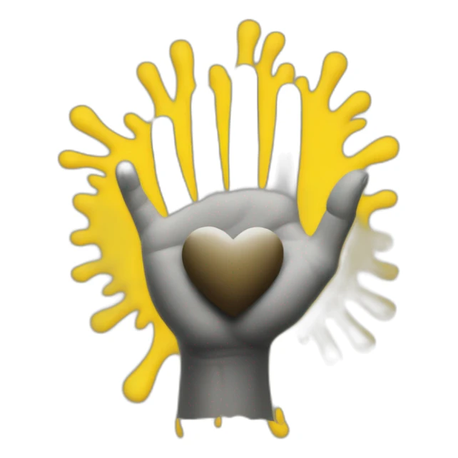 heart on the yellow hand meaning sending support sticker