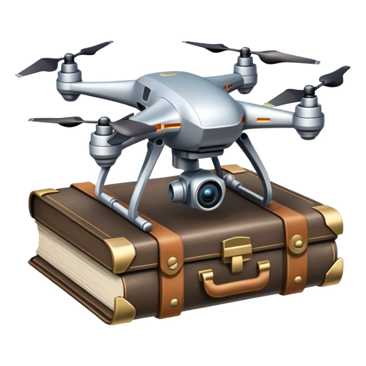 A drone delivering ancient manuscripts to a digital archive sticker
