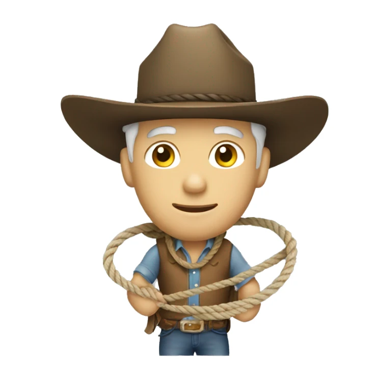 white man in cowboy hat holding a rope sticker