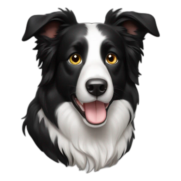 100% black border collie dog with kind eyes and gentle face sticker