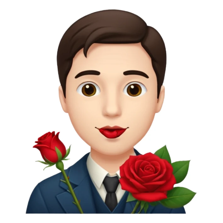 Create emoji but must be men that holding Rosein his mouth sticker