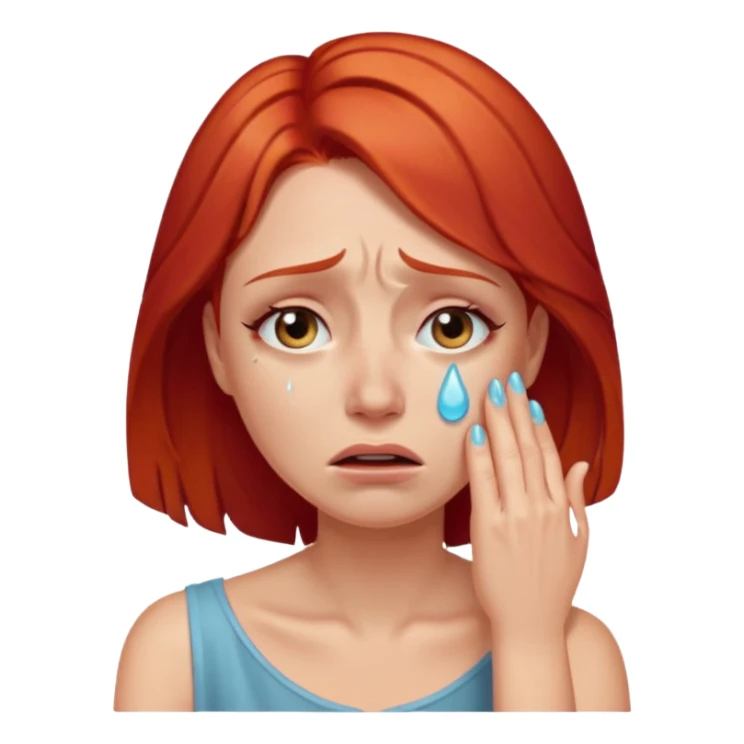 Beautiful lady crying can see shoulders red hair sticker