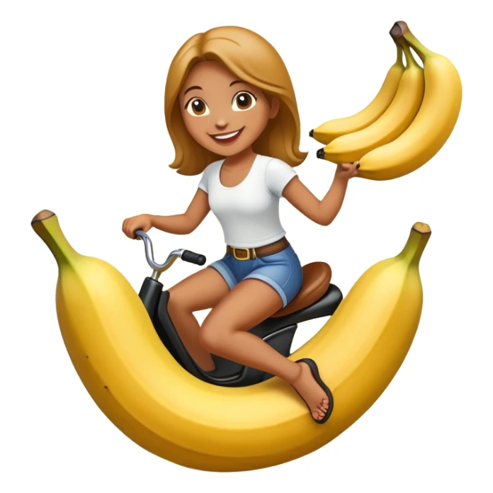 Girl riding a banana  sticker