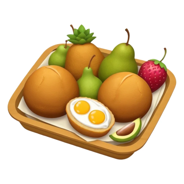 Crie uma bandeja de frutas e salgados coxinha e pão sticker