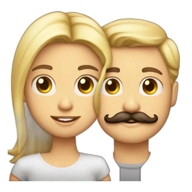 Chico con bigote besando a chica rubia sticker