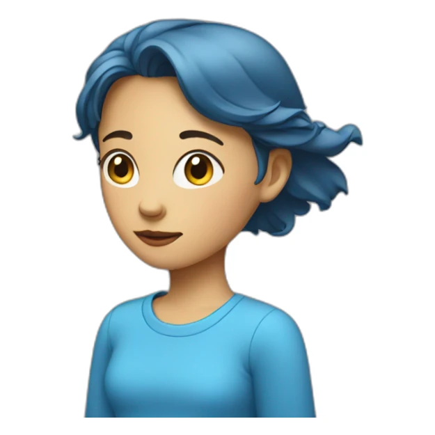 gazing girl with blue shirt. sticker