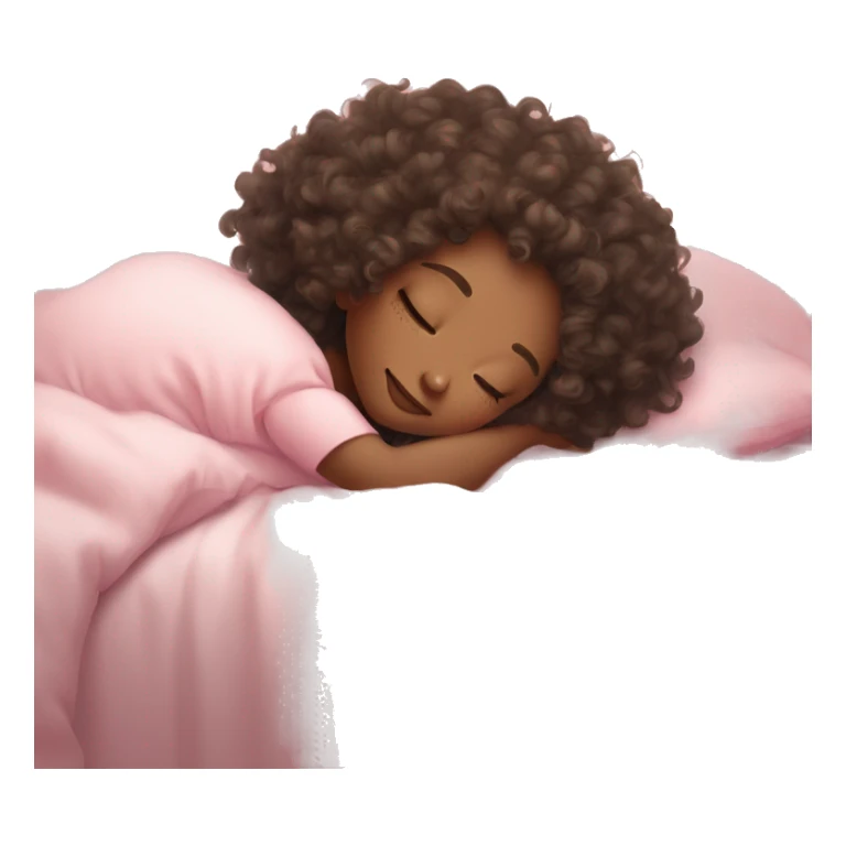 cute curly girl pale skin sleeping pink bed sticker
