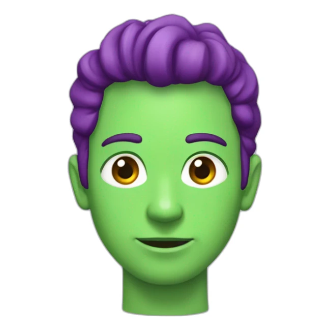 Marciano con cuernos de color verde y morado sticker