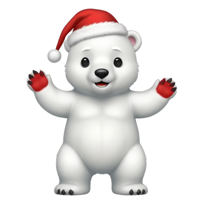 full body polar bear with christmas hat on sticker