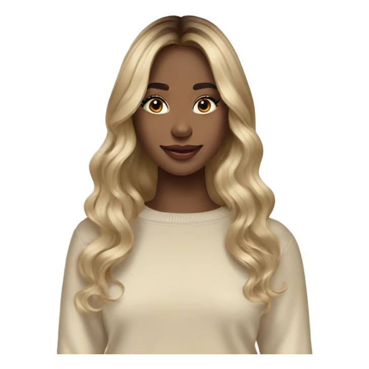Blonde balayage long hair women beige sweater sticker