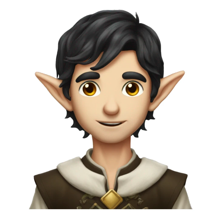 dark hair male elf fantasy sticker