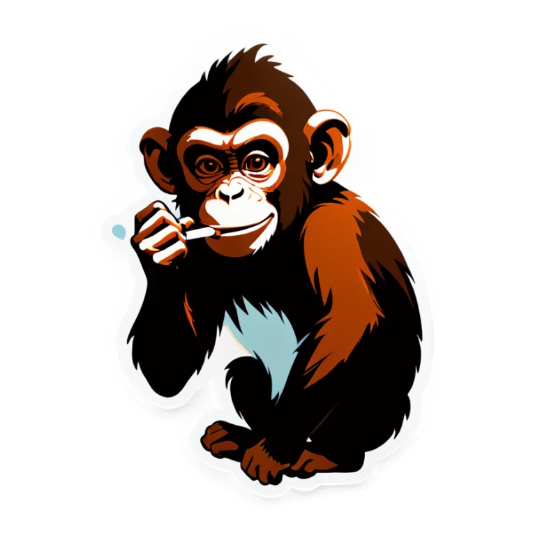 Monkey with smoke coming out of his ears sticker