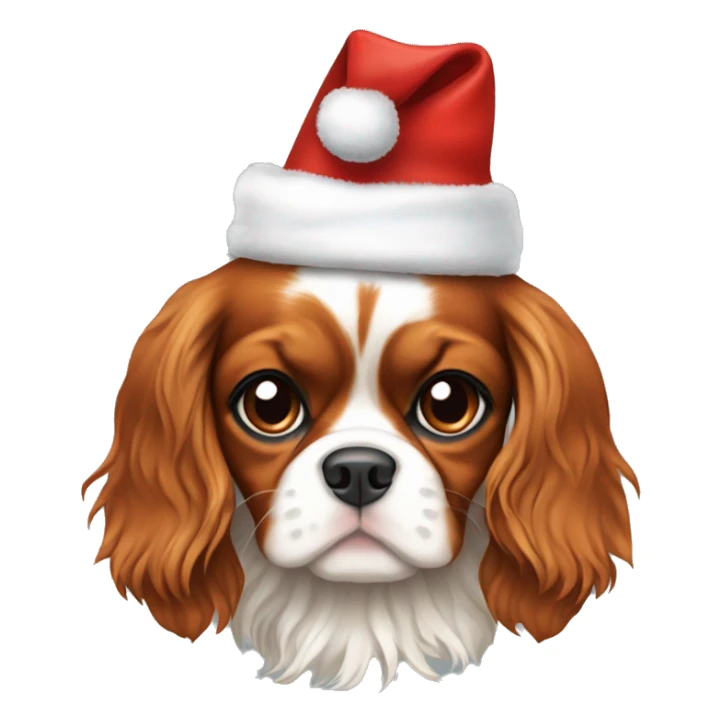 Cavalier King Charles spaniel wearing Christmas hat sticker