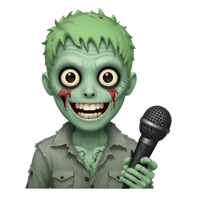 Singing Zombie with a smile on his face and a mic on his hand  sticker