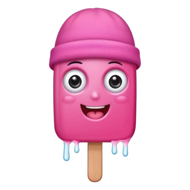 happy pink popsicle with eyes and beanie sticker