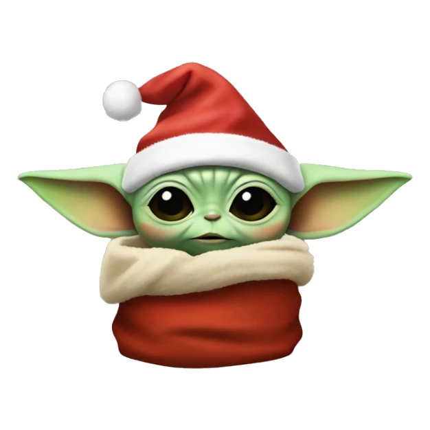 Baby Yoda with a Christmas hat sticker
