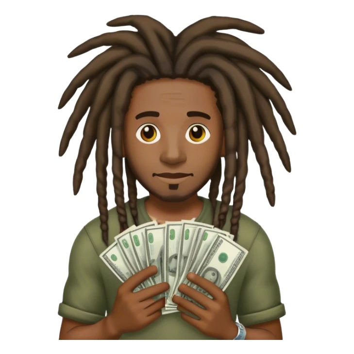 Man with dreads and cash sticker