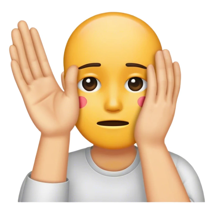 hand covering face and the other hand saying stop sticker