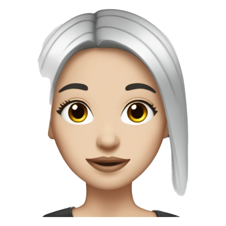 White girl with straight black hair and long lashes sticker