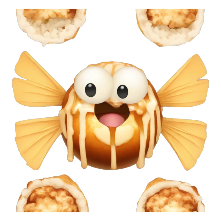 Takoyaki with wings no eyes  sticker