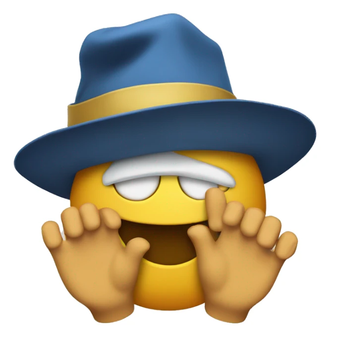 Emoji with bue hat and it's hands are flex money sticker