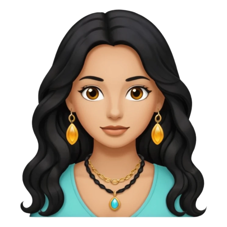 Mujer morena pelo ondulado negro largo sticker