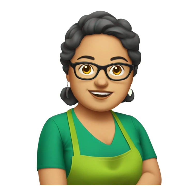 mexican chubby lady green apron  with glasses cooking tacos sticker