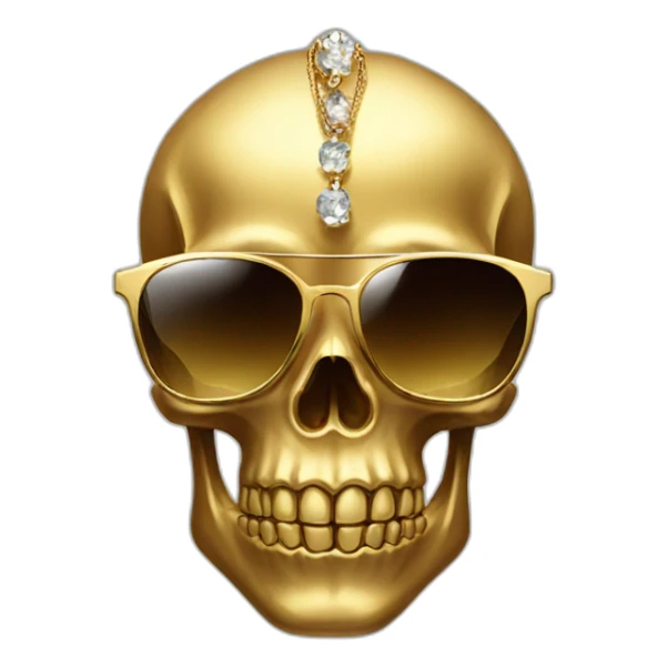 Gold skull with sunglasses and jewelry sticker