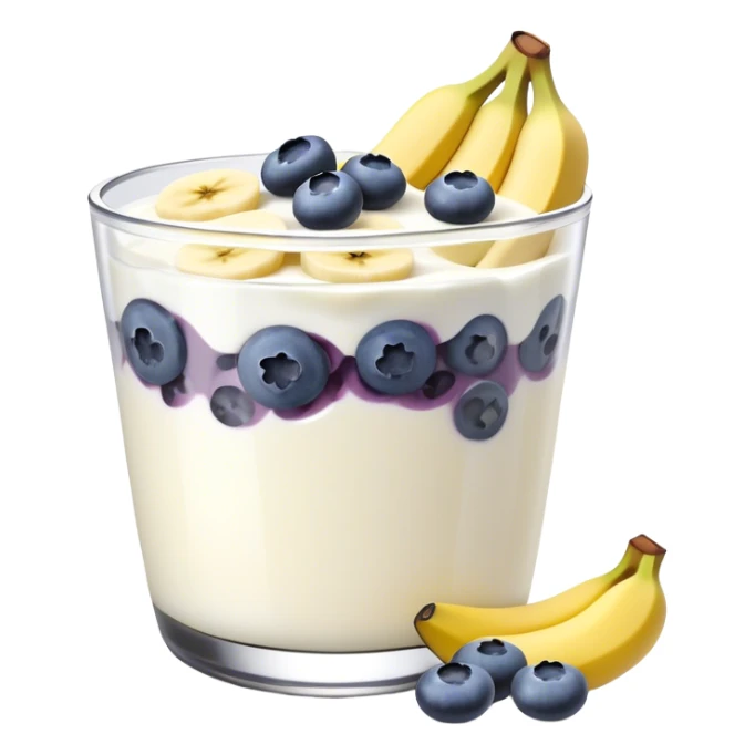Yogurt with sliced banana and blueberries sticker