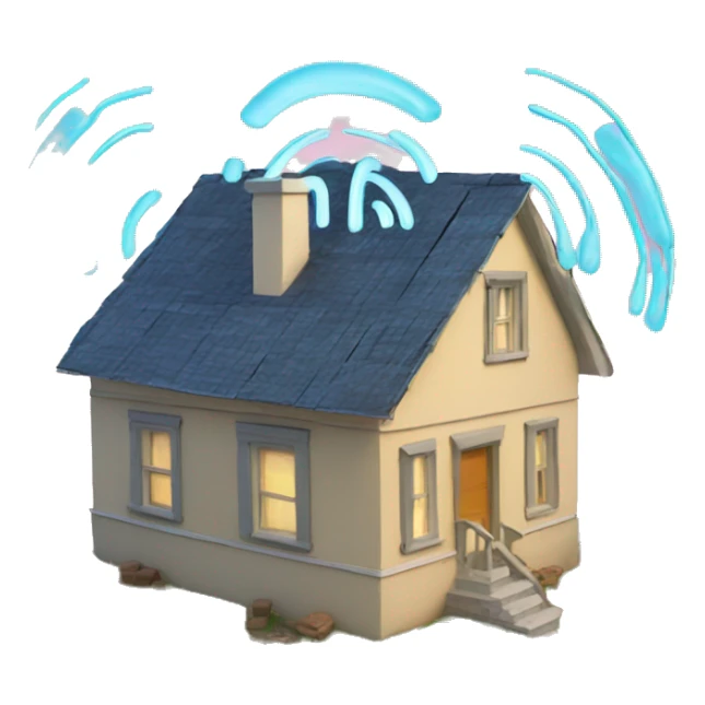house with radio waves all around it radiation emf sticker
