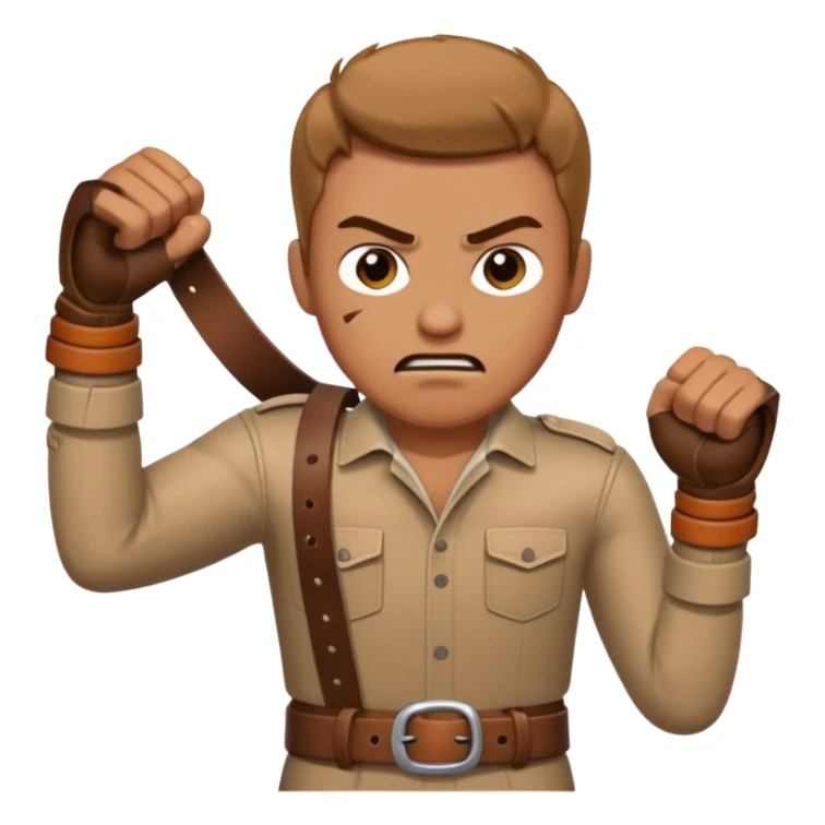 A man angry throwing a belt to someone’s ass sticker