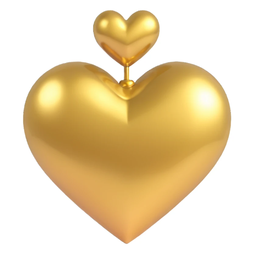 gold heart with metallic chrome shine sticker