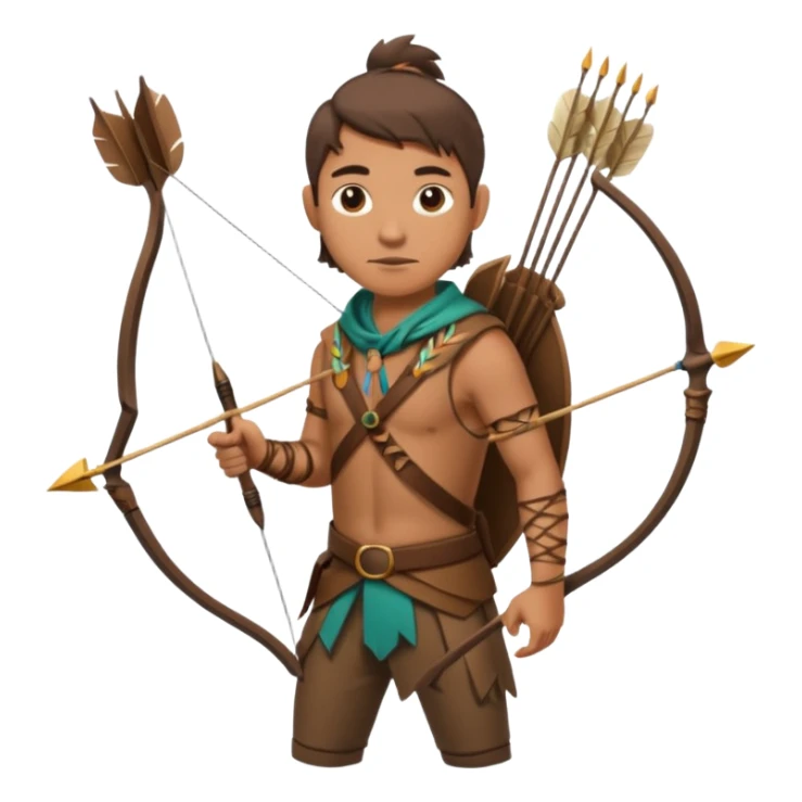 The classic hunter image with a bow and arrow on his back, dressed in brown with some animal made decorations sticker
