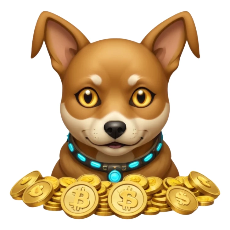 i want to create a dog like from cyberpunk with one elctronic eye like a pirate one and he looks greedy with golden coins sticker