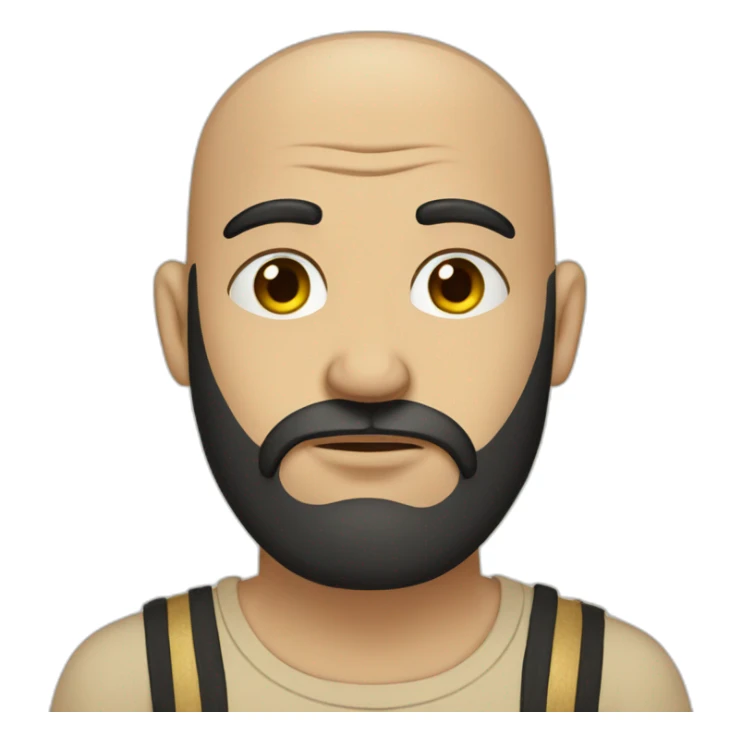 sad egyptian bald guy with black beard in beige t-shirt sticker
