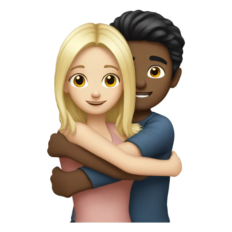 Blonde girl hugging white boy with black hair sticker