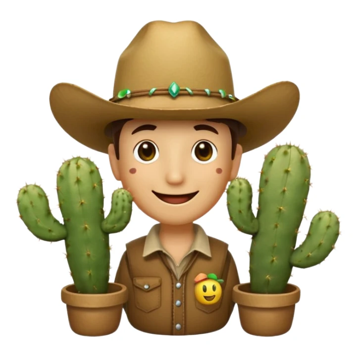 Make a cactus that has this smily face “😁” and a cowboy hat and holding shrooms sticker
